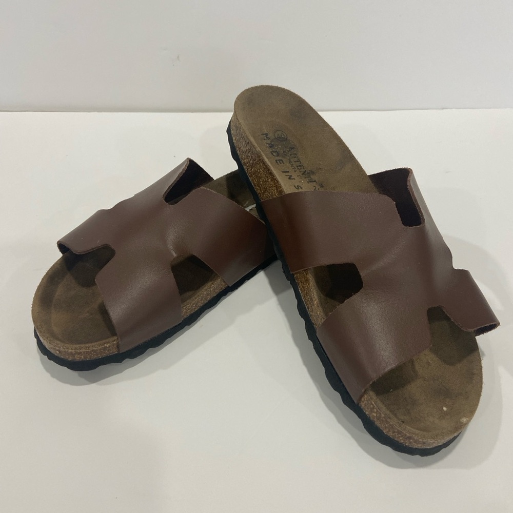 Penta Brown Leather Slide Sandals size 40